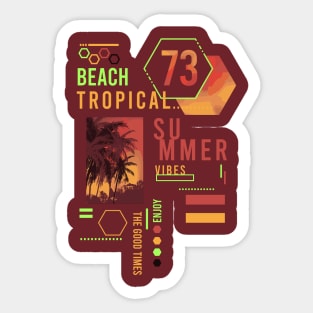 Tropical Summer Vibes palm tree beach Typography Sticker